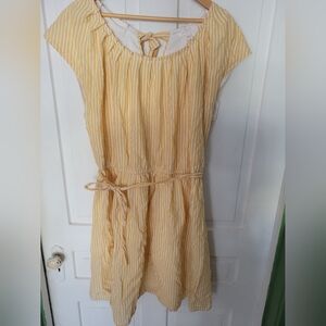 Yellow Striped Dress with Belt